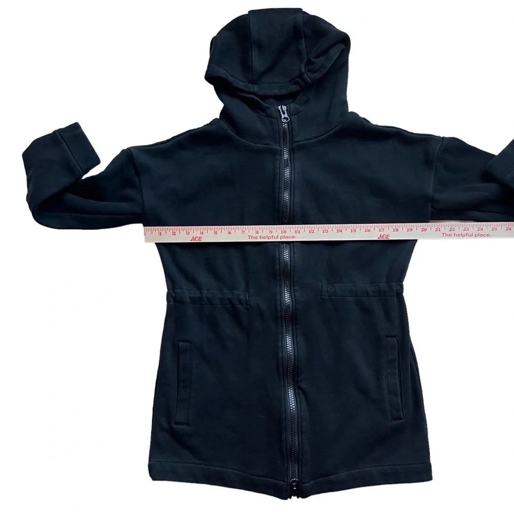 Zyia Active Women’s Fleece Hoodie Full Zip Black 3/4 Sleeve Sweatshirt Black S - Picture 8 of 10